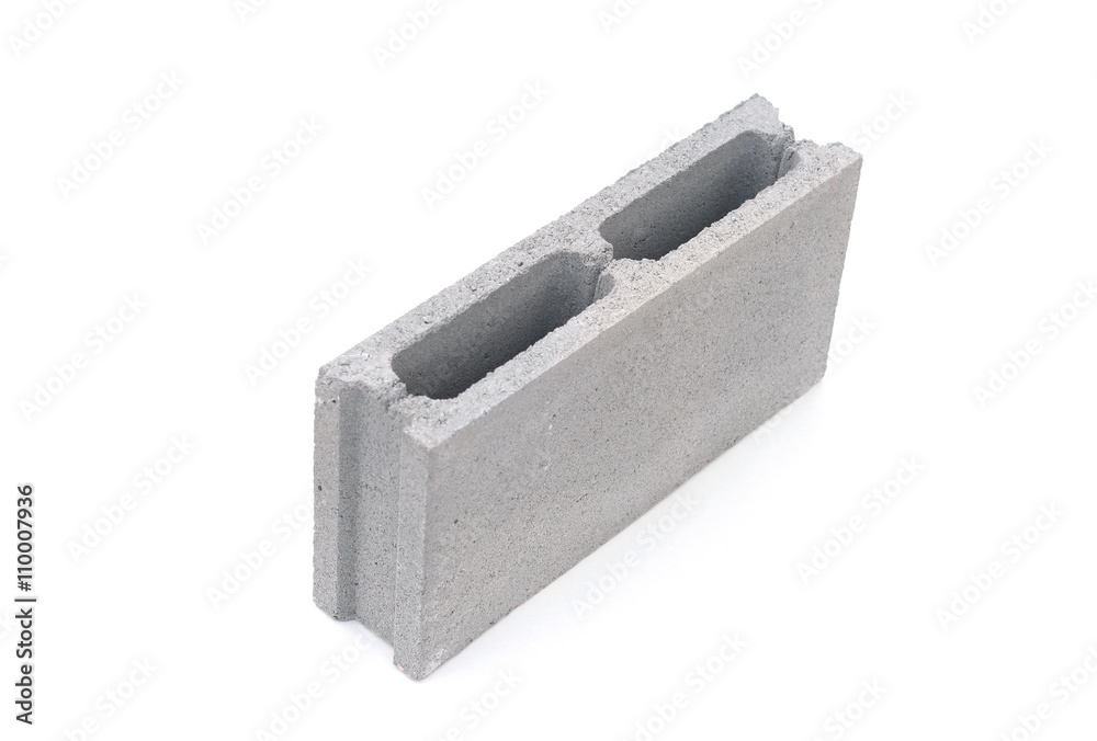 Gray concrete construction block isolated on white Gray concrete construction block isolated on white