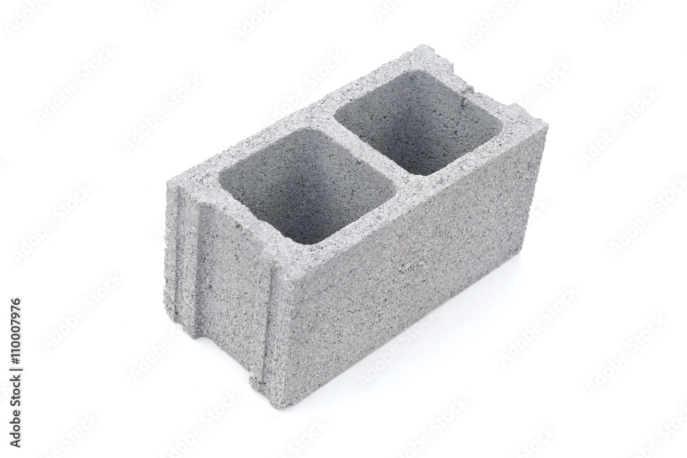 Gray concrete construction block isolated on white Gray concrete construction block isolated on white