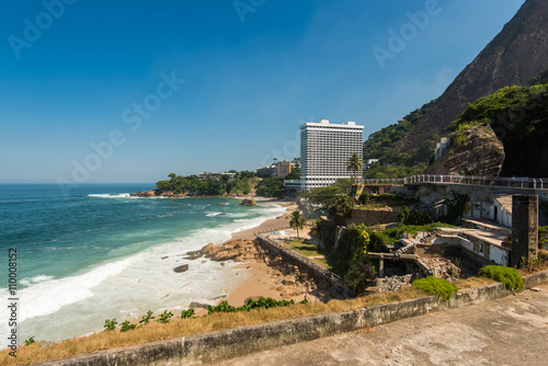 Rocky Coast of Rio de Janeiro with Mountais and Slum Vidigal © Donatas Dabravolskas
