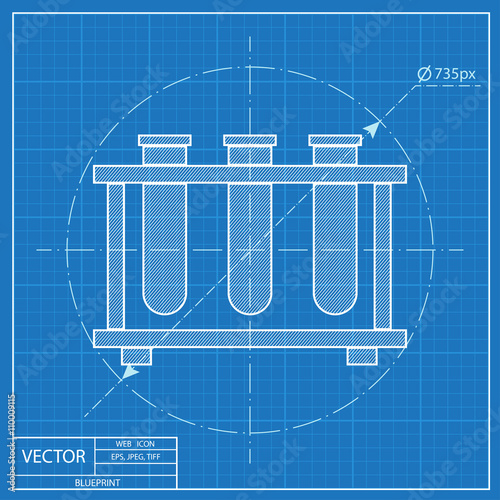 blueprint icon of laboratory tubes