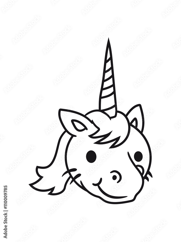unicorn face head kawaii kitten unicorn pferdchen horse sweet cute girl little foal happy