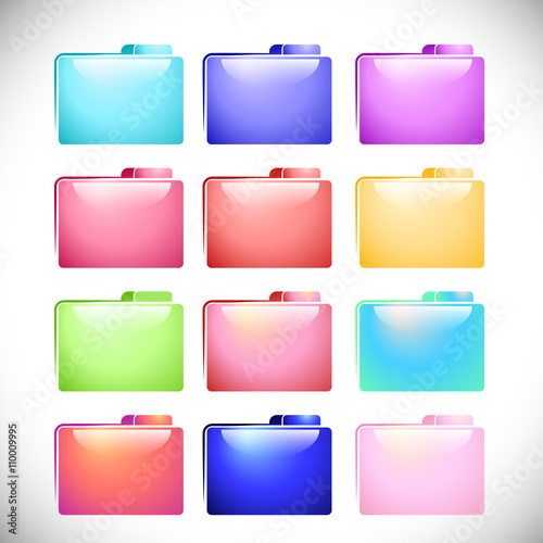 Set colorful file folder icons vector design