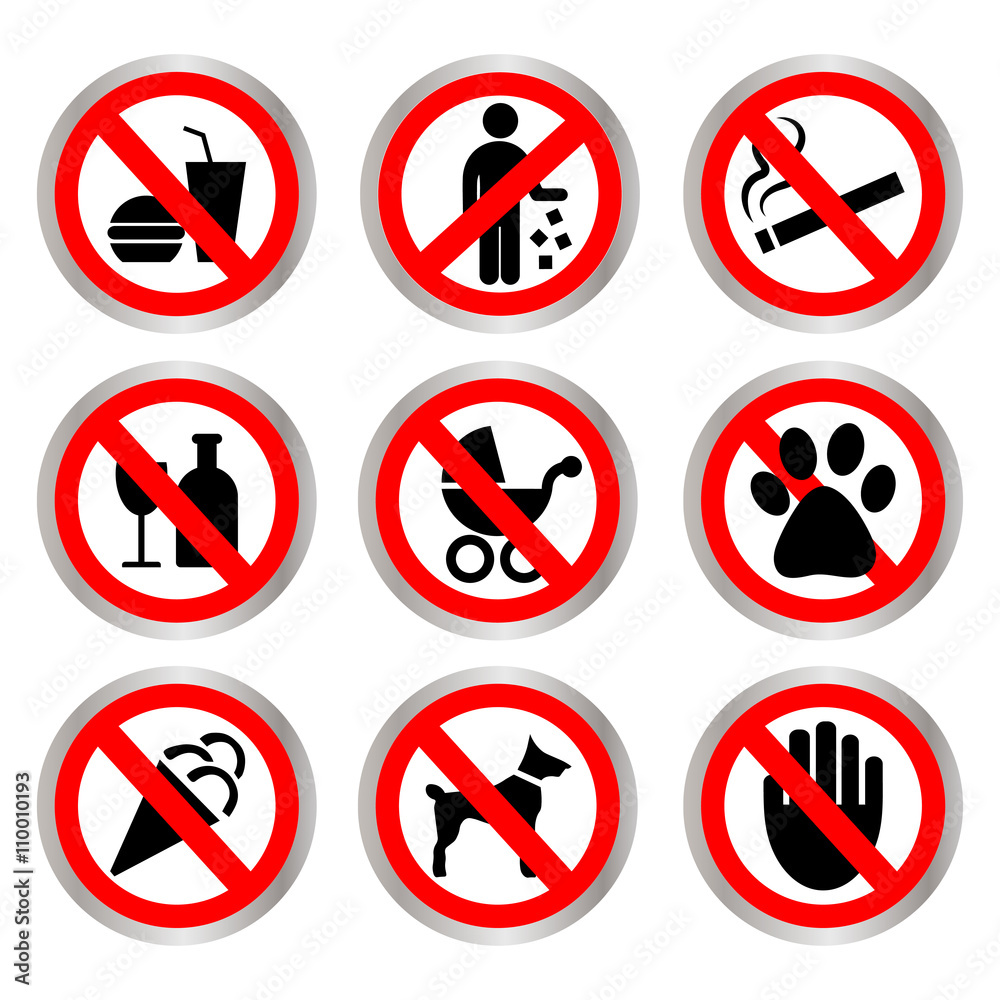 Prohibitory signs. Prohibitory signs.