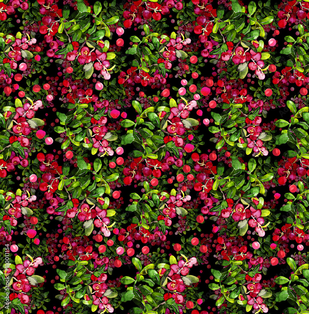 Watercolor cranberry seamless pattern