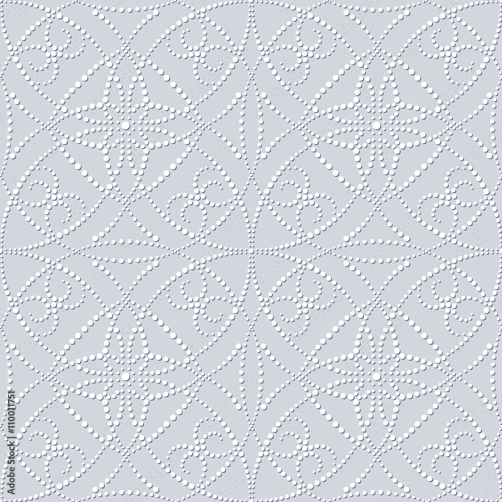Seamless embossed pattern. Elegant background vector design. Simple to edit, without gradient, three colors.
