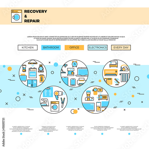 Household appliances repair service website page vector template. Service repair template, page repair equipment, web page design service repair illustration