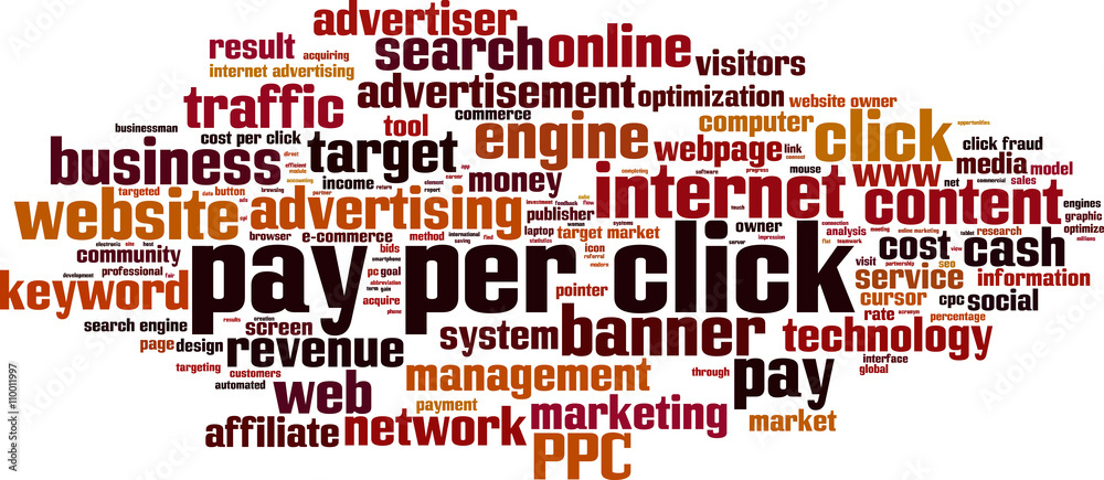 Pay per click word cloud concept. Vector illustration