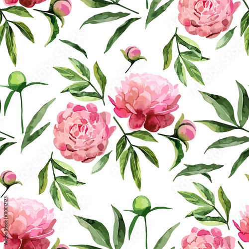 Watercolor peonies pattern