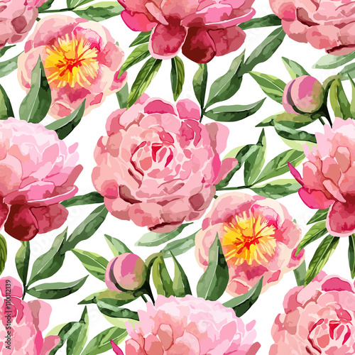 Watercolor peonies pattern