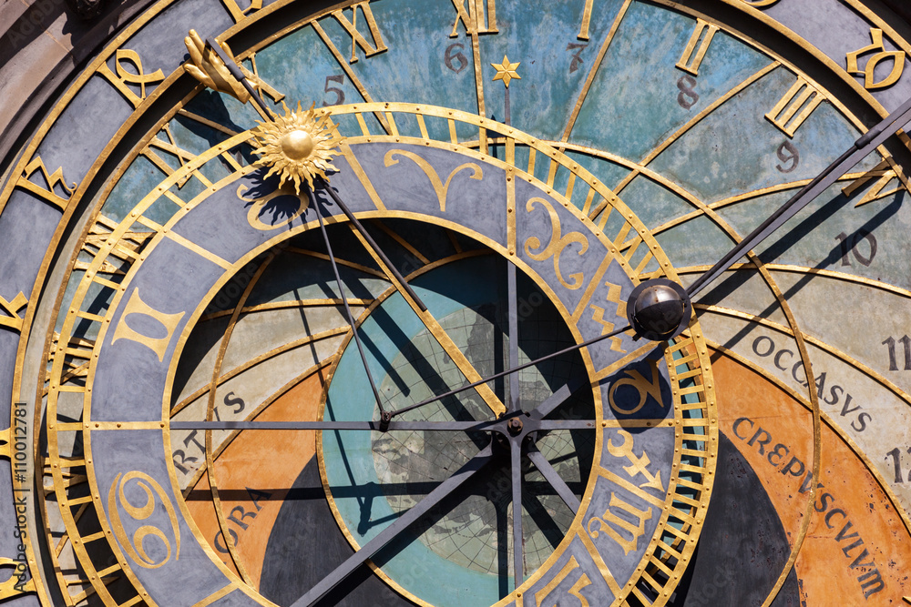 Naklejka premium The Prague astronomical clock, or Prague orloj in Prague, Czech Republic