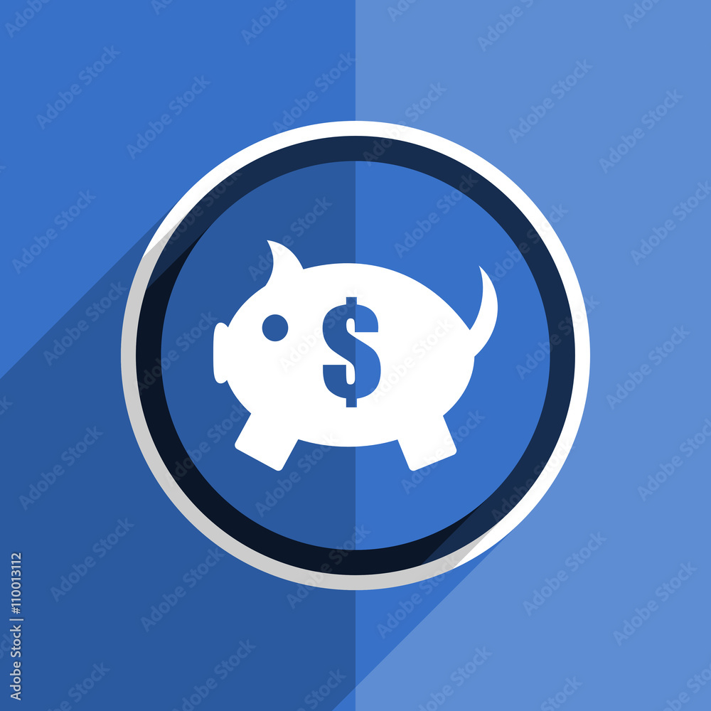 blue flat design piggy bank modern web icon blue flat design piggy bank modern web icon