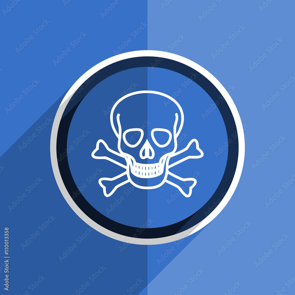 blue flat design skull modern web icon blue flat design skull modern web icon