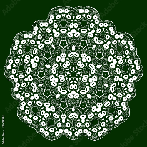 Mandala lace ornament. Islam, Arabic, Indian design, ottoman motifs. Vintage decorative crochet elements.