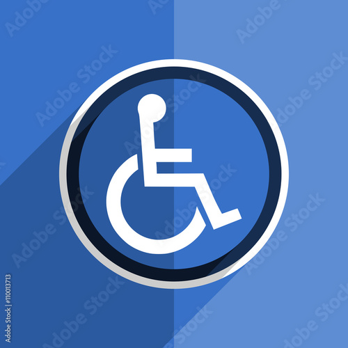 blue flat design wheelchair modern web icon