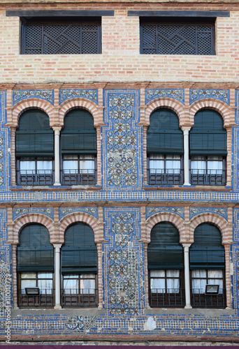 facade of the Andalusia house with decorations and windows 