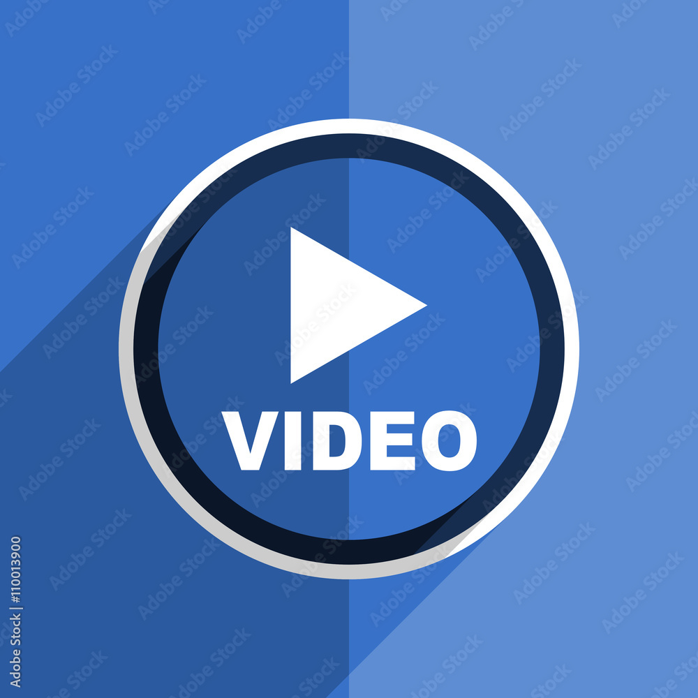 blue flat design video modern web icon blue flat design video modern web icon