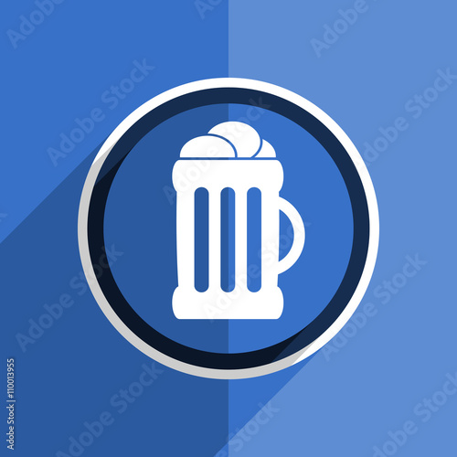 blue flat design beer modern web icon