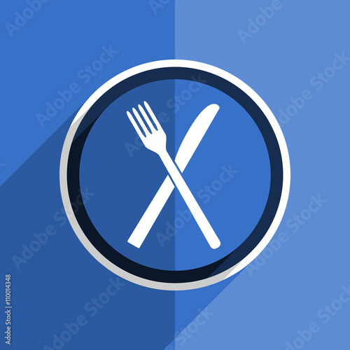 blue flat design restaurant modern web icon
