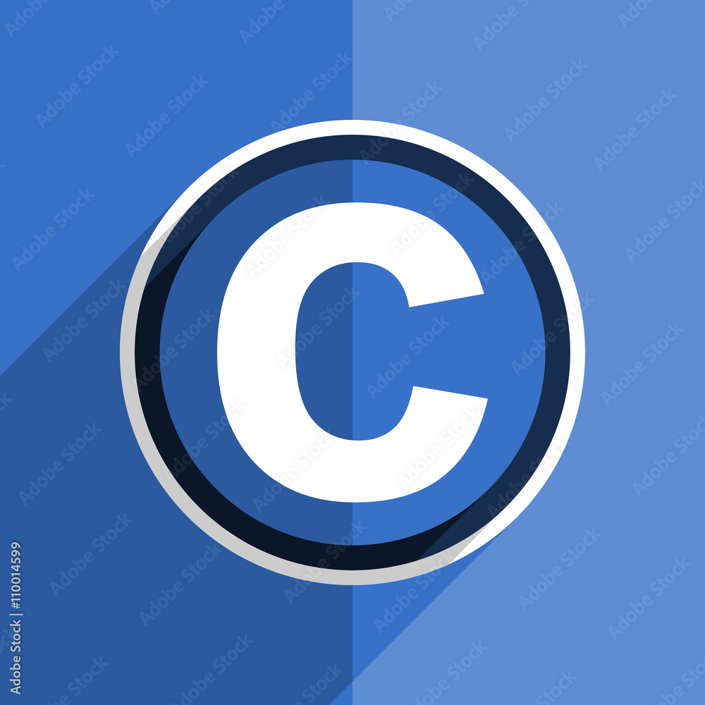 blue flat design copyright modern web icon