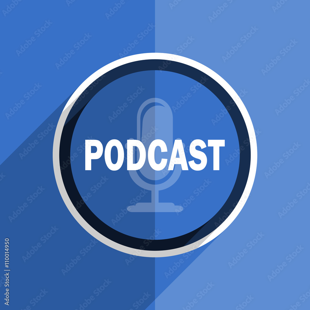 blue flat design podcast modern web icon blue flat design podcast modern web icon
