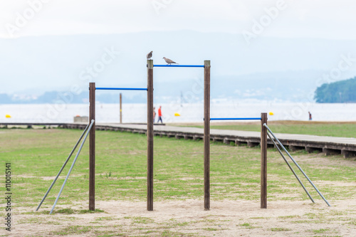 horizontal bar for pull-ups on the beach © sergiy1975