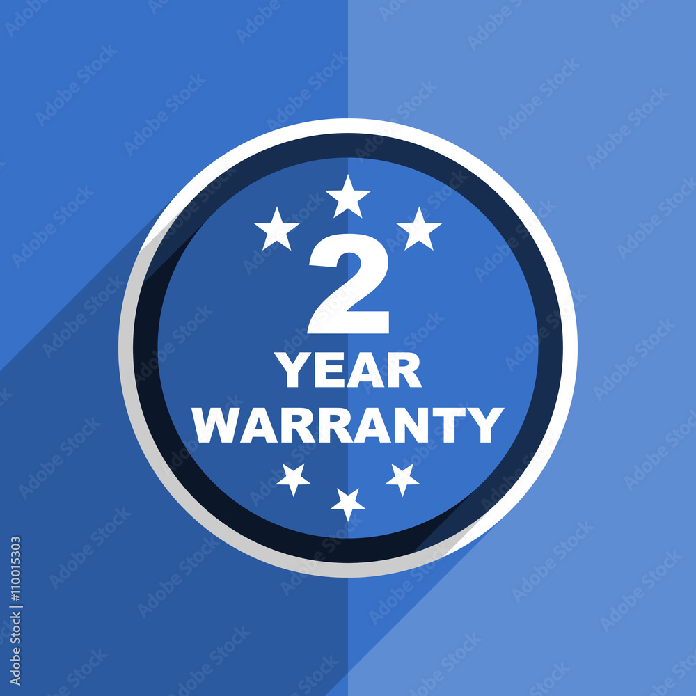 blue flat design warranty guarantee 2 year modern web icon