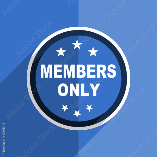 blue flat design members only modern web icon