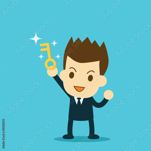 businessman showing the key to success