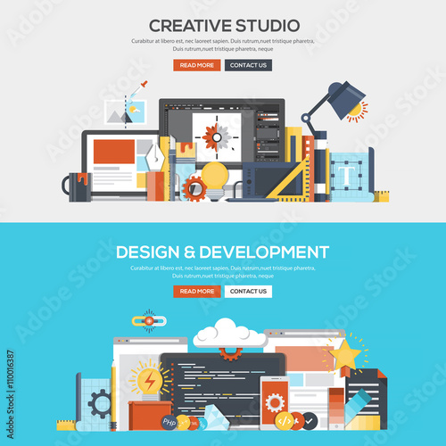 Flat design concept banner- Creative Studio and Development