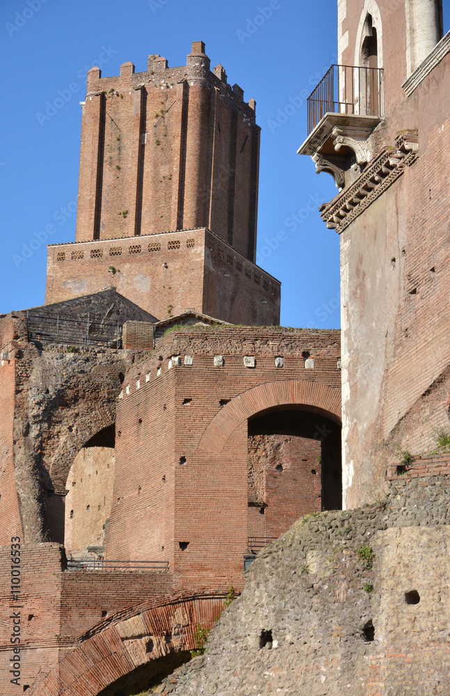 Torre delle Milizie (Tower of the Militia), a medieval tower built over Trajan's Market ruins in Imperial Fora, one of the main medival monuments of Rome