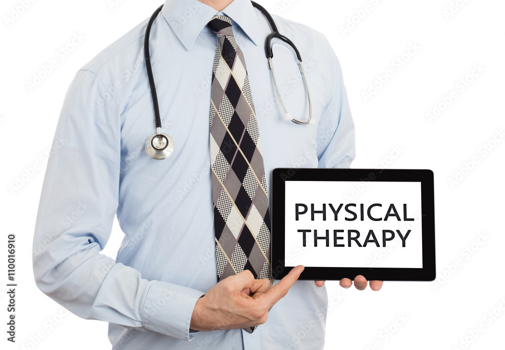 Doctor holding tablet - Physical therapy Doctor holding tablet - Physical therapy