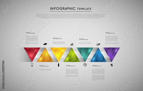 infographic with colorful triangle crystals, design element