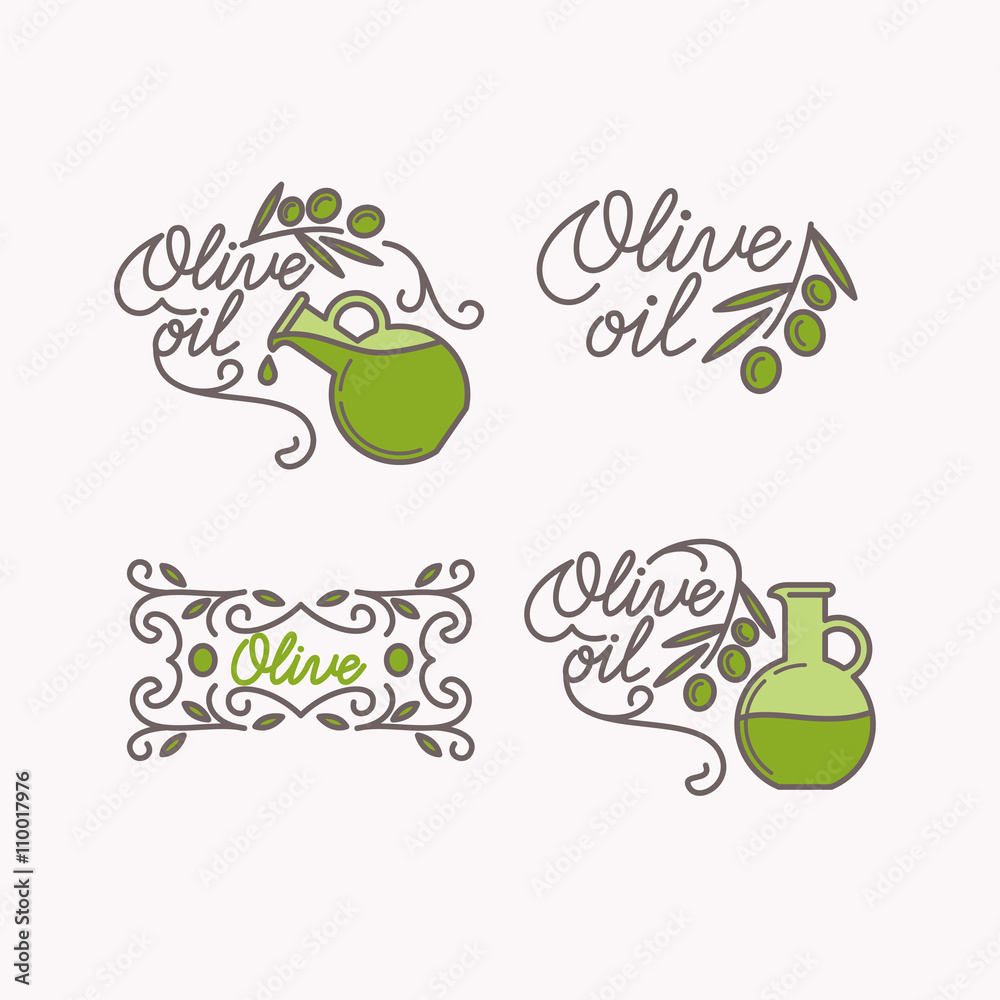 Linear set of logos of olive oil. Linear set of logos of olive oil.