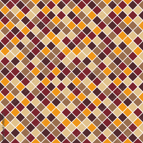Seamless pattern made of colorful beige, tan, orange, brown and dark red rhombuses with white lining, mosaic, endless, texture, square, rhomb, tile, tileable, muted, decent, unobtrusive