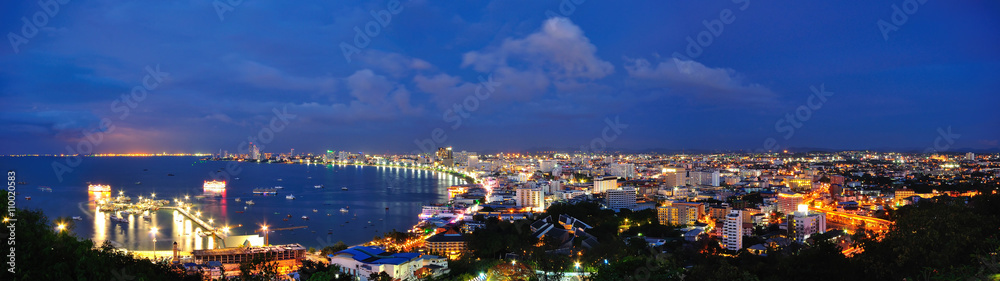 Nightscene of Pattaya City Panorama