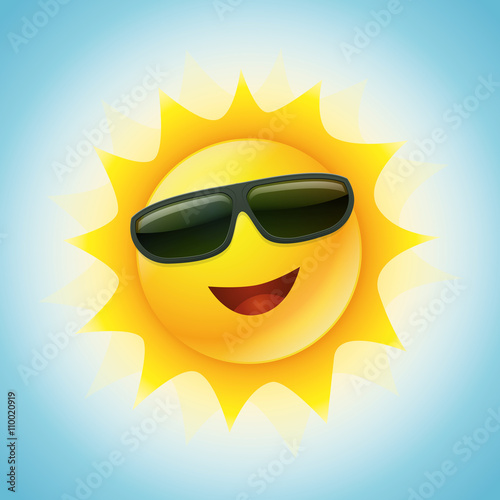 Vector Summer sun character design. Elements are layered separately in vector file. CMYK color mode. Print ready.