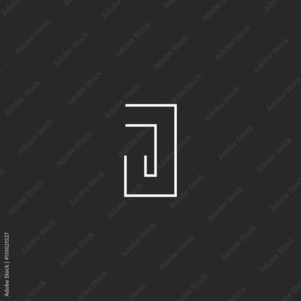 Monogram J logo, clean liner business card geometric shape emblem, thin line black and white initial elegantmodern sign Monogram J logo, clean liner business card geometric shape emblem, thin line black and white initial elegantmodern sign