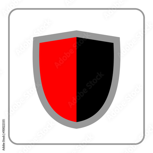 Free Download Shield icon. Flat design style. Black and red graphic element isolated on white background. Emblem blank for security, protection, safety. Banner defense, privacy decoration badge. Vector illustration - GFXLoad