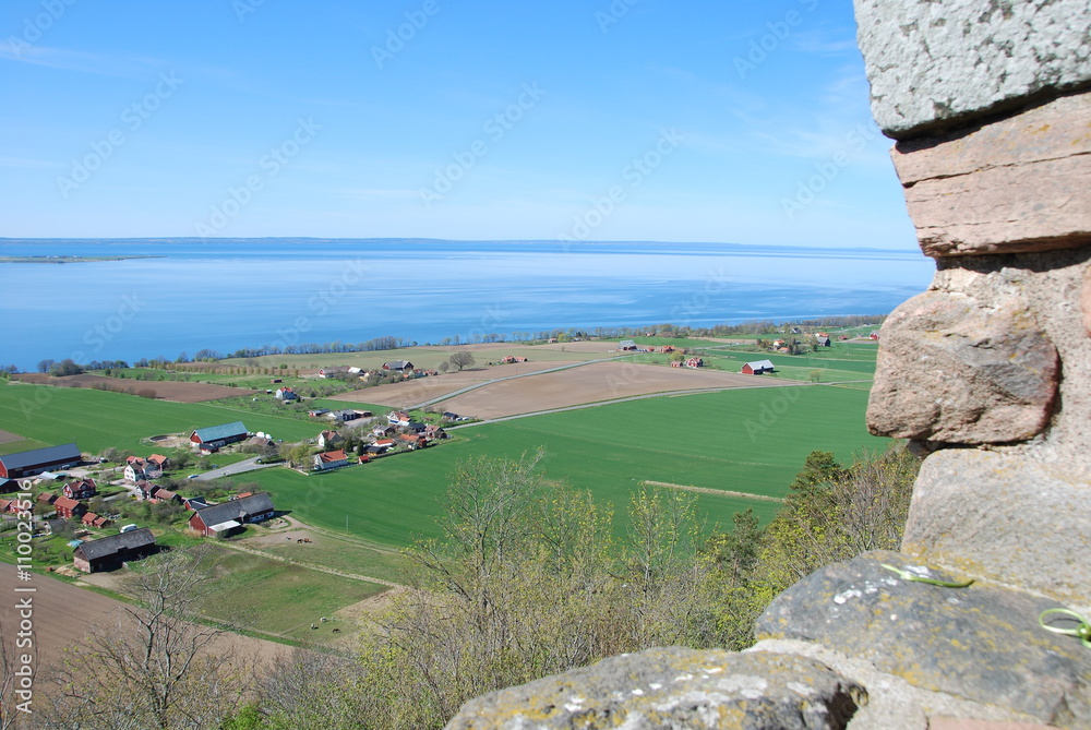 Fototapeta premium Brahehus view landscape and farmland