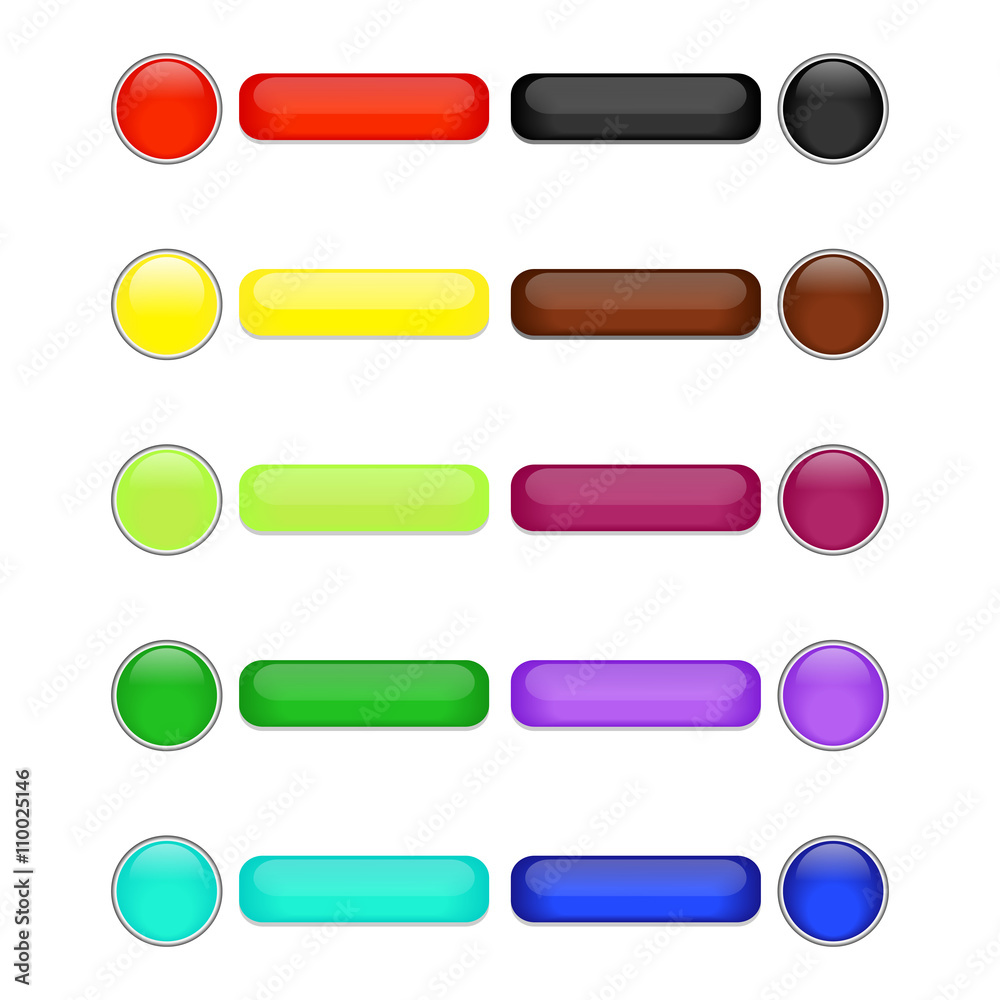 Blank web glossy buttons. Vector illustration.