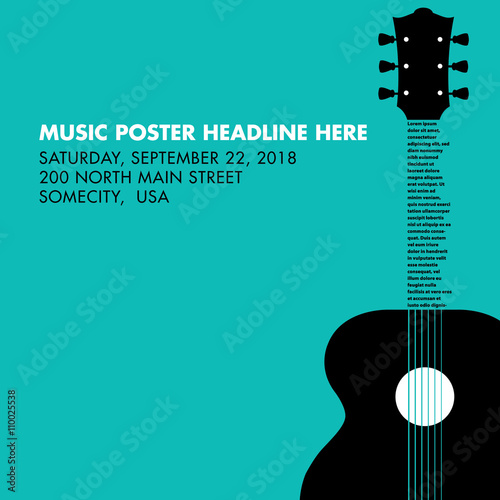 Guitar musical template with space for your type