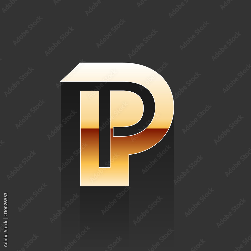 Vector Gold Letter P Shape Logo Element Vector Gold Letter P Shape Logo Element