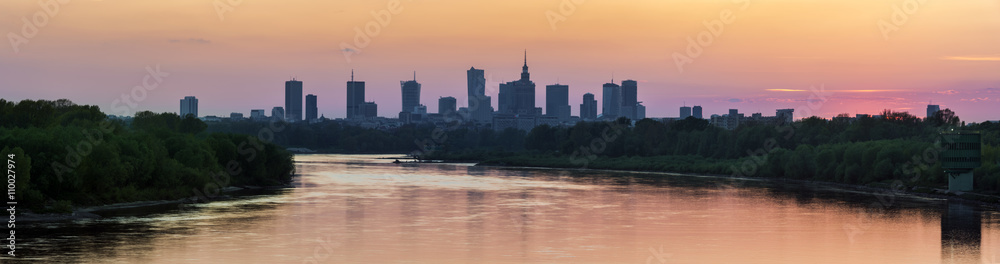 Naklejka premium Panorama centrum Warszawy
