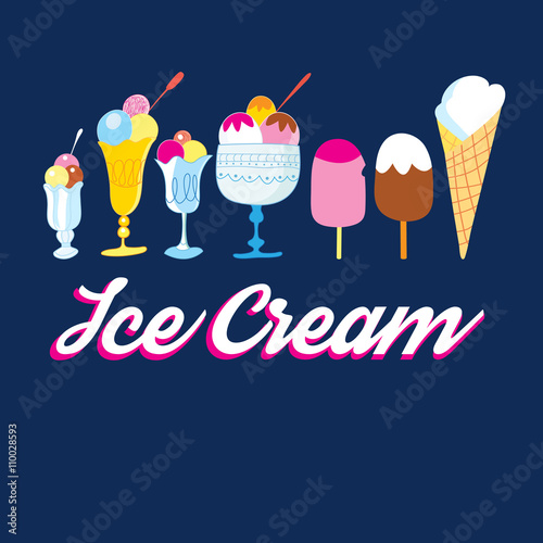 Set of various ice cream
