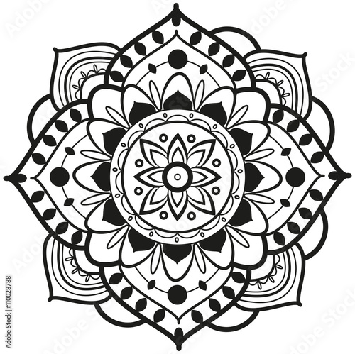 Black and white mandala vector for coloring, mandala bianco e nero vettoriale da colorare