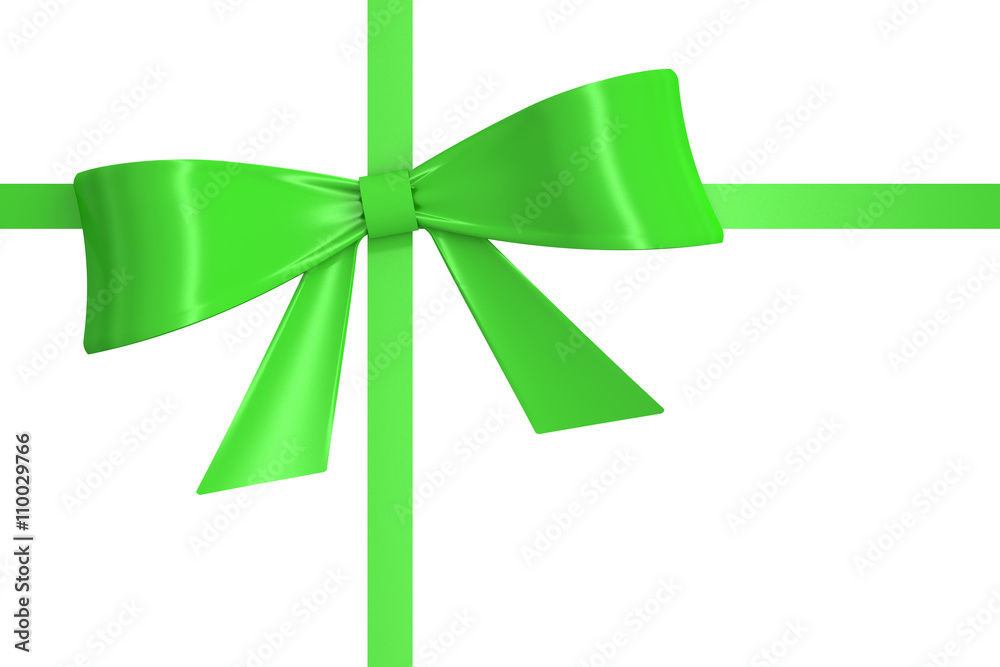 green ribbon with bow. 3D rendering green ribbon with bow. 3D rendering