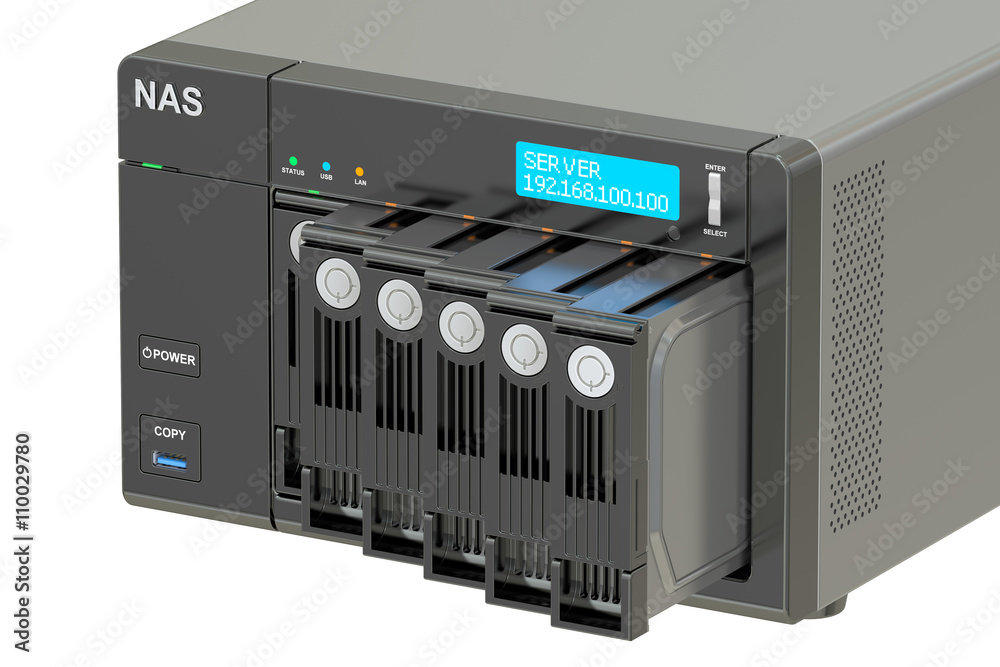 Obraz premium NAS with six disks, 3D rendering