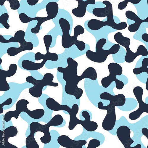 Blue Camouflage Seamless Pattern