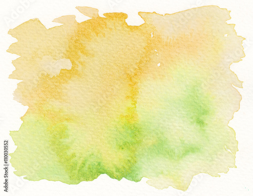 wet abstract yellow green watercolor background
