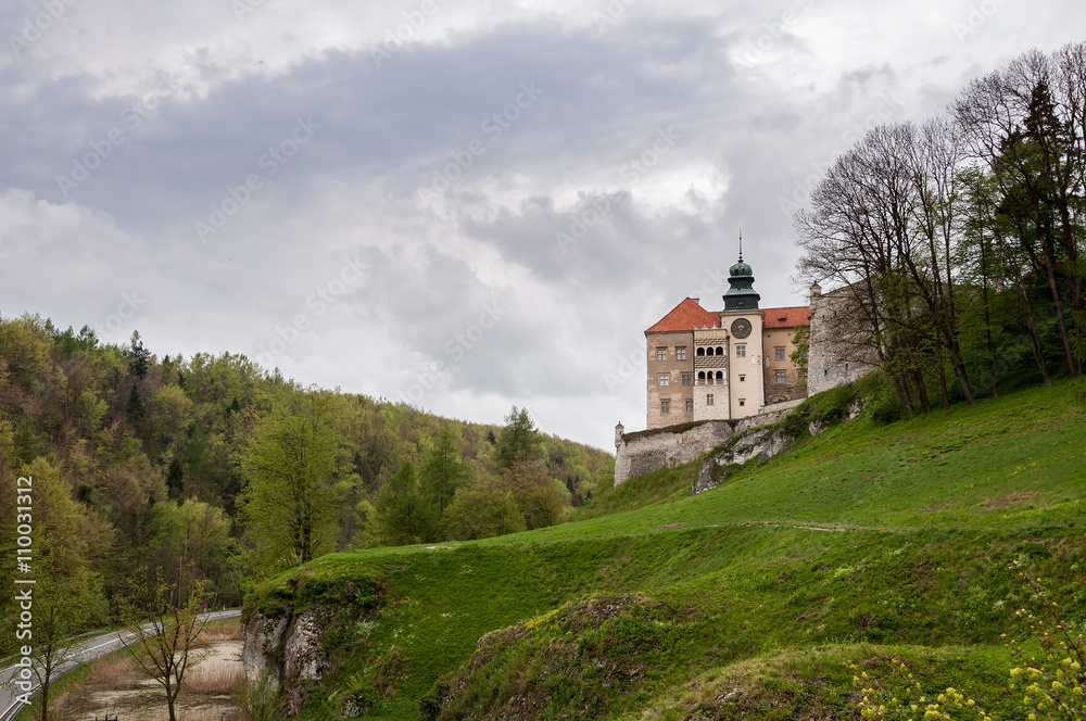 Renaissance castle in Pieskowa Skala on a cloudy day Renaissance castle in Pieskowa Skala on a cloudy day